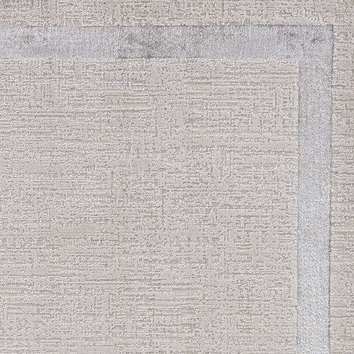 7'x10' Ivory Silver Machine Woven Bordered Indoor Area Rug