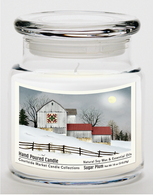 Courtside Market Quilted Barn Candle Glass Jar with Glass Lid