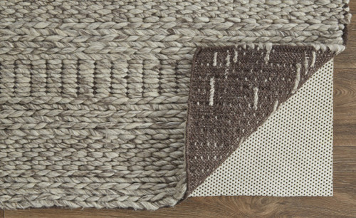 10' X 13' Gray and Ivory Wool Hand Woven Area Rug