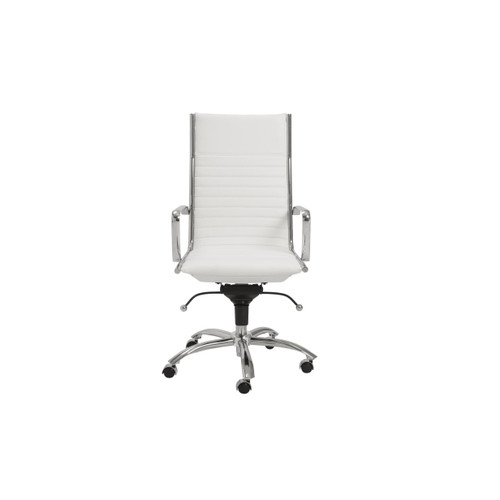White and Silver Adjustable Swivel Faux Leather Rolling Conference Office Chair