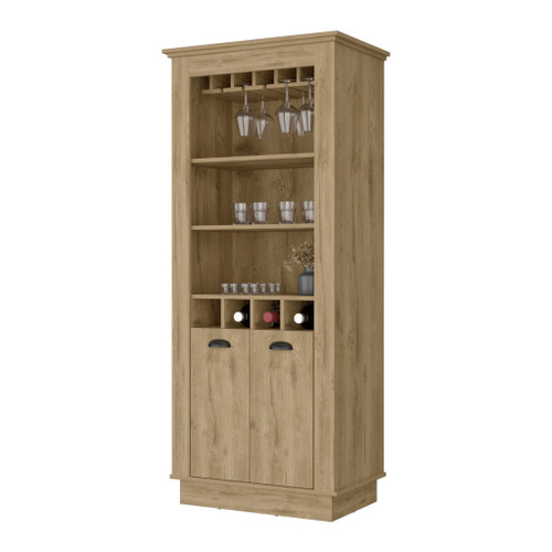 29" Brown Wood Bar Cabinet With Two Doors