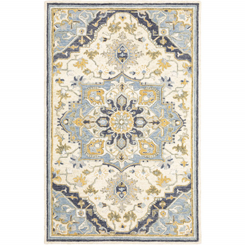 Homeroots Home Decor 10'x13' Blue and Ivory Bohemian Rug, Blue and Ivory