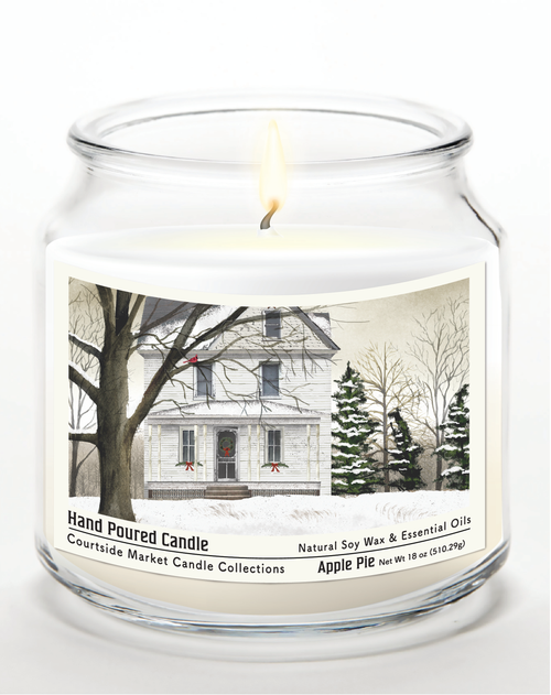 Courtside Market White Christmas Candle Glass Jar with Glass Lid