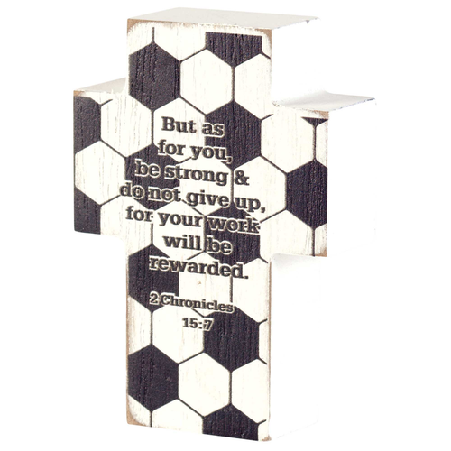 Tabletop Plaque Cross Soccer 2Chron.15:7