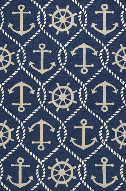 7' Round UV treated Polypropylene Navy Area Rug