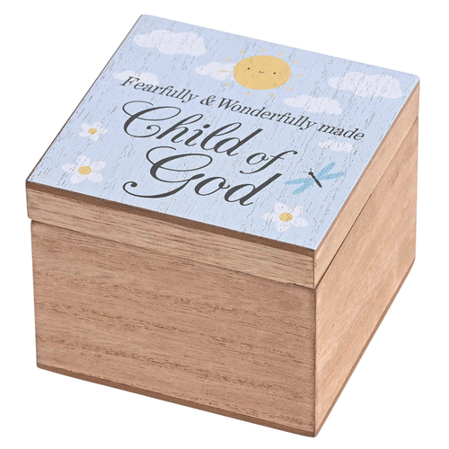 Keepsake Box Child Of God Blue MDF 4x4