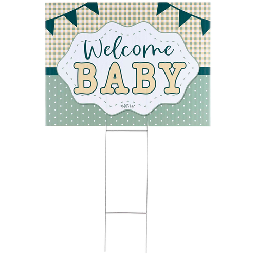 Yard Sign Welcome Baby Green