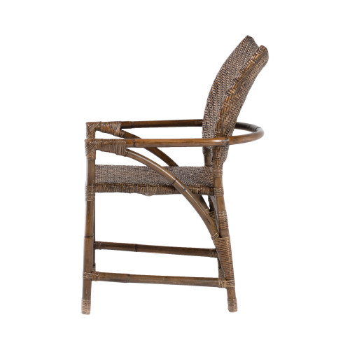 Set of Two Brown Open Back Dining Arm Chairs
