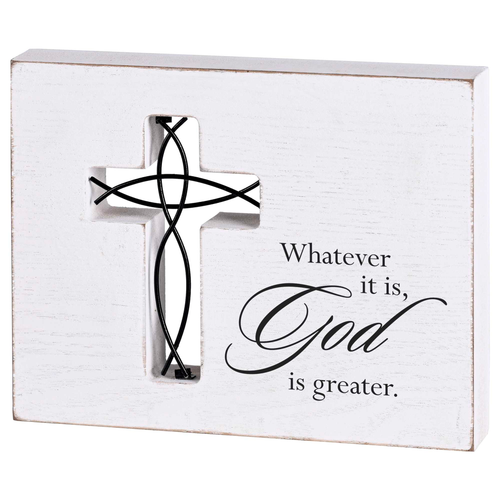 Tabletop Wire Plaque God Is Greater