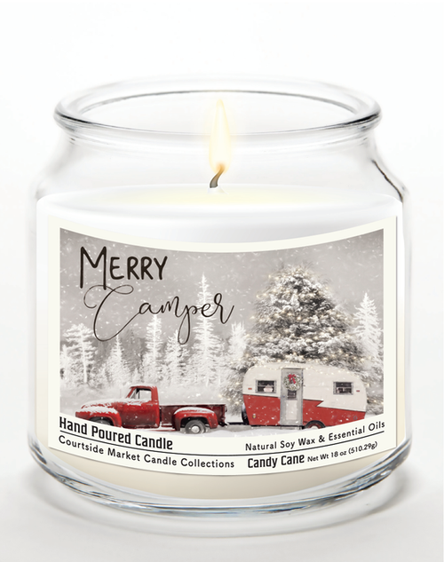 Courtside Market Merry Camper Candle Glass Jar with Glass Lid
