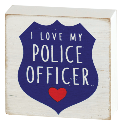I Love My Police Tabletop Plaque 3"x3"