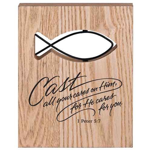 Tabletop Wire Plaque Cast Your Care Fish