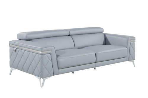 Blue Top Grain Leather Five Person Seating Set