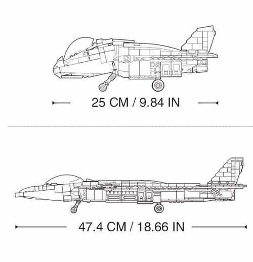 2-in-1 Fighter Jet J-20 Mighty Dragon Brick Kit (926 pcs)