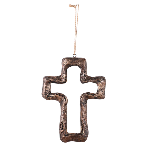 Brown Stone Look Resin Wall Cross 5.75H