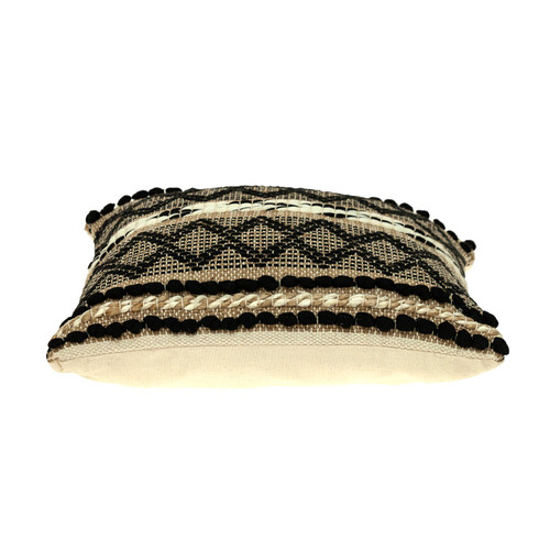 Black and Sand Woven Decorative Pillow