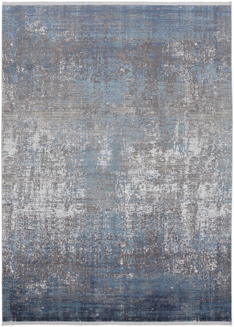 13' X 20' Blue And Gray Abstract Distressed Area Rug