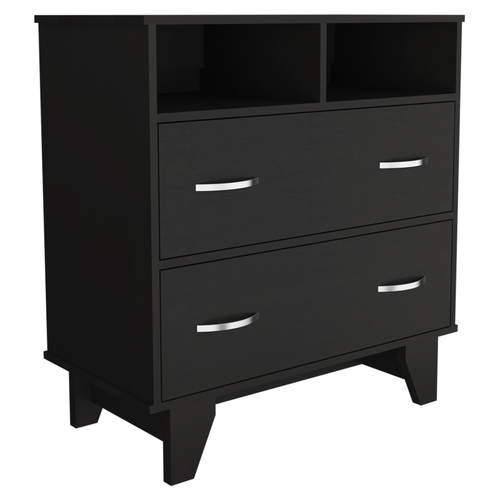 32" Black Wood Two Drawer Dresser