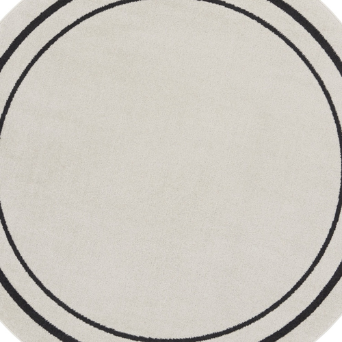 8' Ivory And Black Round Indoor Outdoor Area Rug