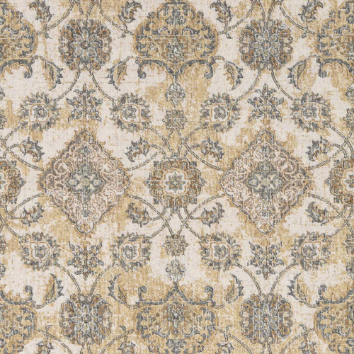 Homeroots 8'x11' Ivory Sand Machine Woven Bordered Floral Vines Indoor Area Rug