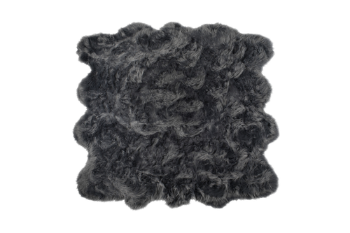6' X 6' Grey Faux Fur Washable Non Skid Area Rug