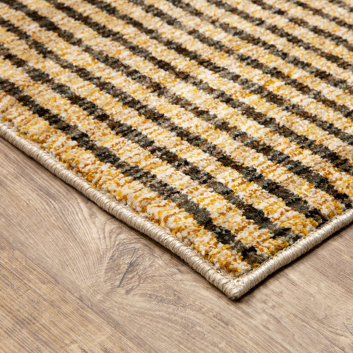 Homeroots Home Decor 2' x 8' Geometric Power Loom Runner Rug, Gold Brown Blue Charcoal Rust Beige, Stain Resistant