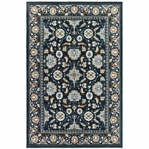 Homeroots Home Decor 10' X 13' Teal Blue Grey And Tan Geometric Power Loom Stain Resistant Area Rug, Teal Blue Grey and Tan, 10' x 13' Size