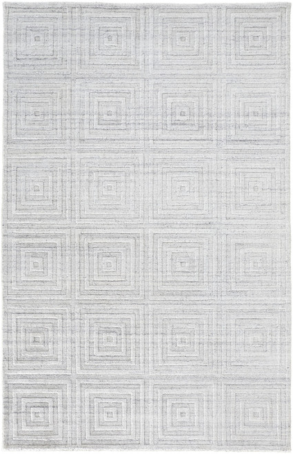 4' X 6' Silver and White Striped Hand Woven Area Rug