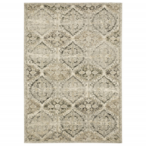 Homeroots Home Decor 5' x 8' Ivory and Gray Floral Trellis Indoor Area Rug