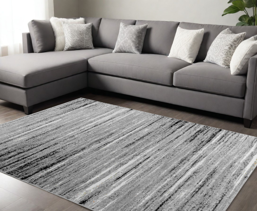 7' X 10' Grey Abstract Area Rug