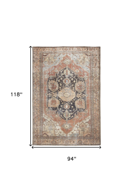 8' X 10' Orange Brown And Taupe Abstract Area Rug