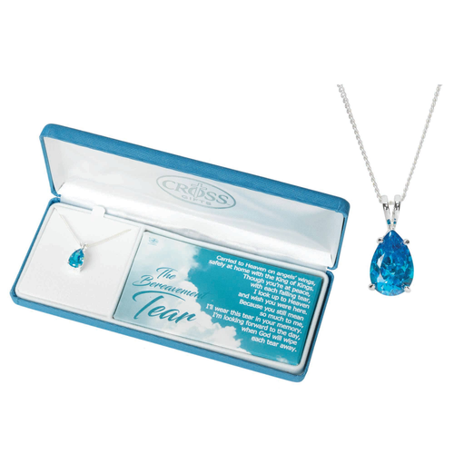 Necklace Bereavment Tear Cz Silver Plate 