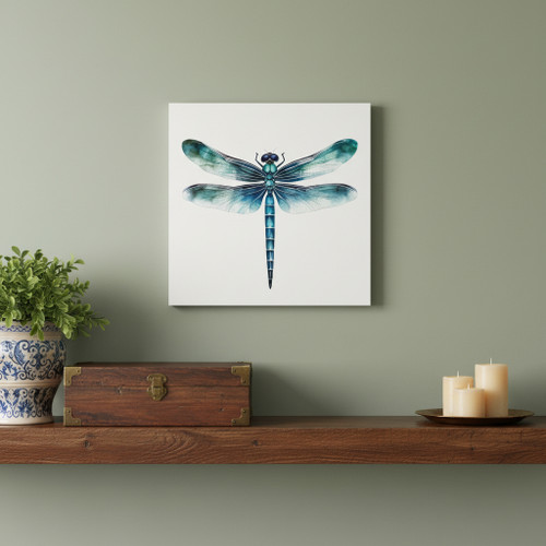 Teal Dragonfly Canvas Unframed Wall Art