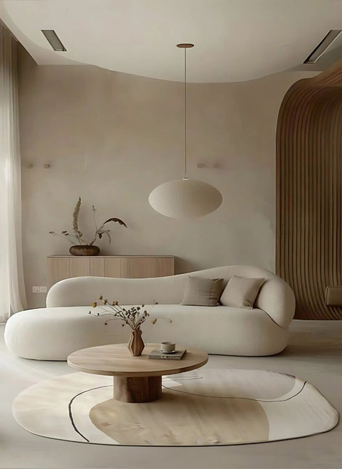 7' X 9' Beige Cream And Tan Abstract Oval Rug