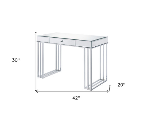 42" Clear Mirrored Writing Desk