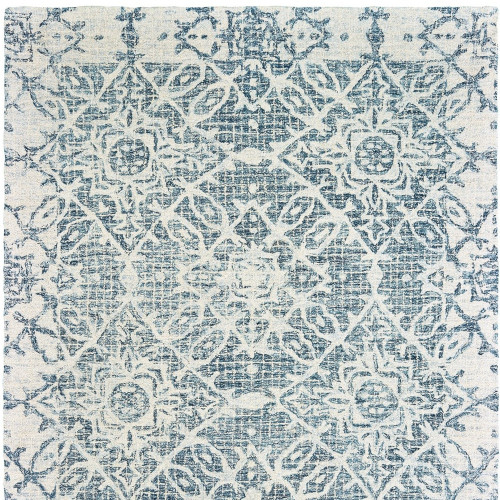 8' X 10' Blue And Ivory Wool Geometric Hand Tufted Area Rug