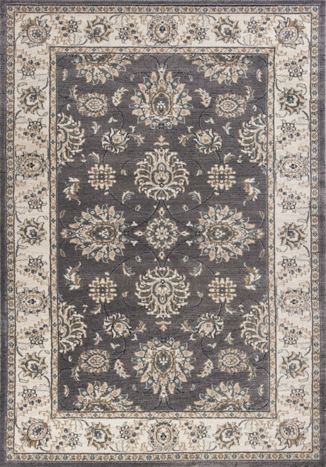 Homeroots Home Decor 8'x10' Grey Ivory Floral Indoor Area Rug, Grey Ivory, 8' x 10'