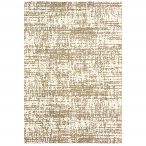 Homeroots Home Decor 7' x 10' Ivory and Grey Abstract Strokes Area Rug