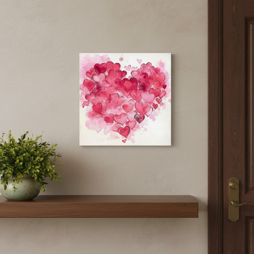 Red And Pink Hearts Canvas Unframed Wall Art