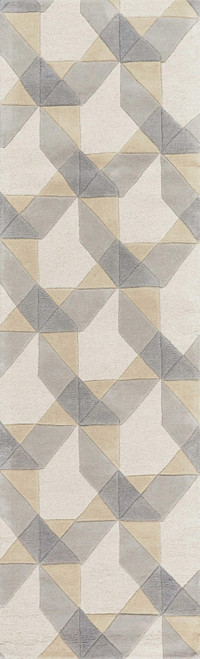 Homeroots Home Decor 2' x 7' Ivory/Grey Geometric Wool Runner Rug, Ivory/Grey Color, Wool Material