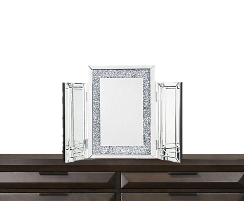 22" Mirrored & Faux Diamonds Accent Mirror