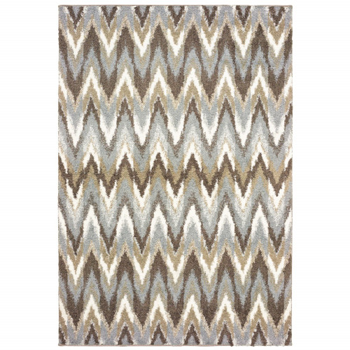 Homeroots Home Decor 5' x 8' Gray and Taupe Ikat Pattern Area Rug