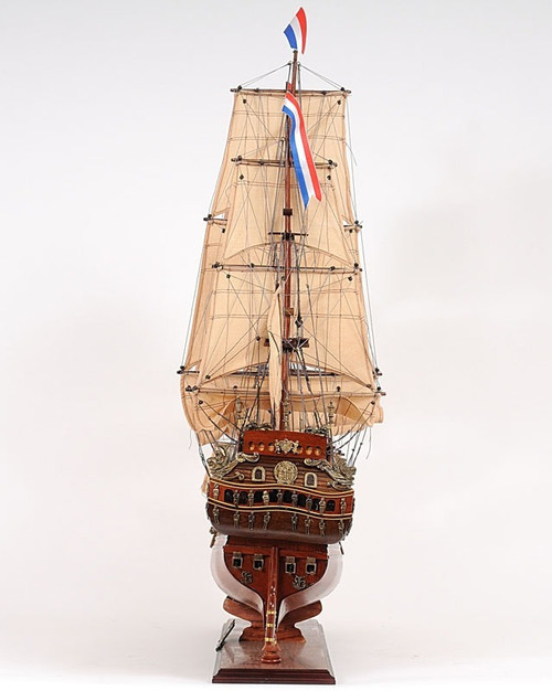 26" Brown Solid Wood Hand Painted Model Boat
