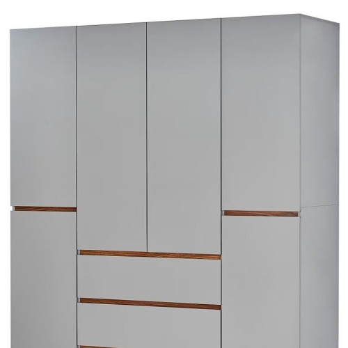 75" Gray Six Door Three Drawer Combo Dresser