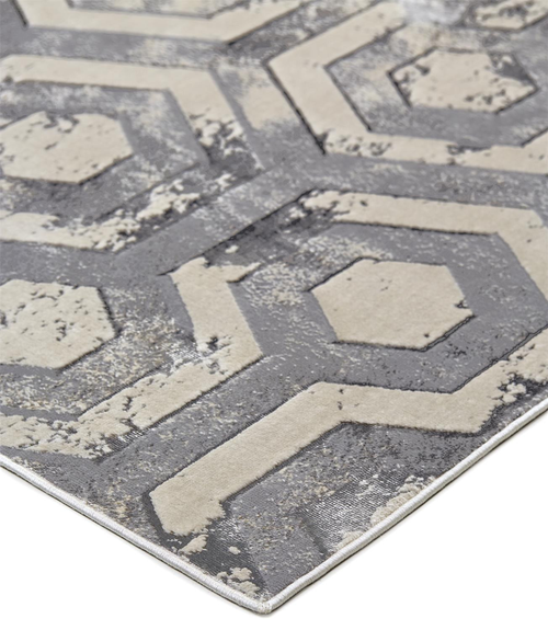 5' X 8' Gray Taupe And Silver Abstract Area Rug