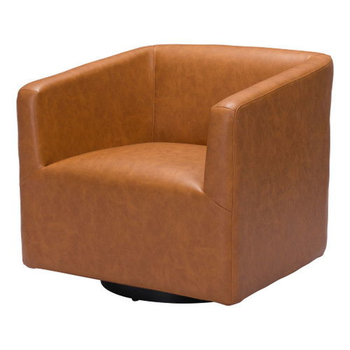 30" Brown And Black Faux Leather Arm Chair