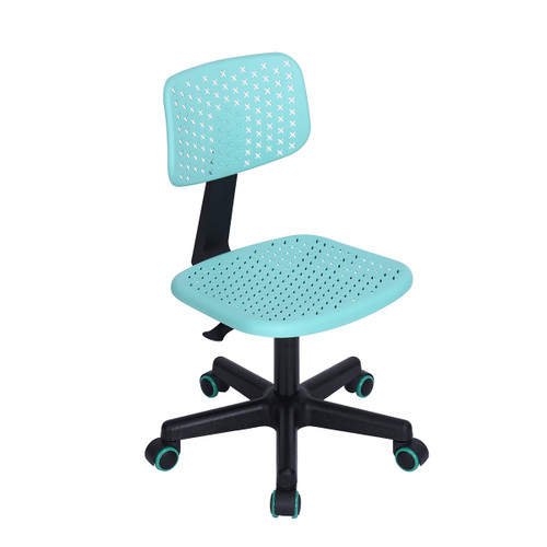 Turquoise and Black Adjustable Height Swivel Rolling Office Chair