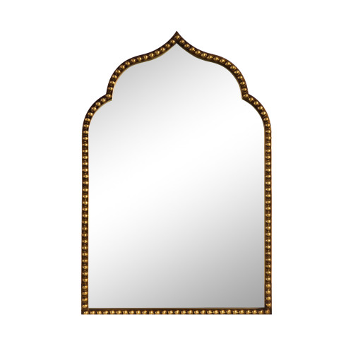 36" Gold Metal Beaded Arch Framed Accent Mirror