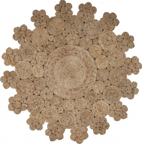 Homeroots Home Decor Dazzling Concentric Natural Boutique Jute Rug