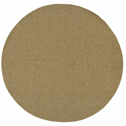 Homeroots Home Decor 8' Round Solid Tan Indoor Outdoor Area Rug